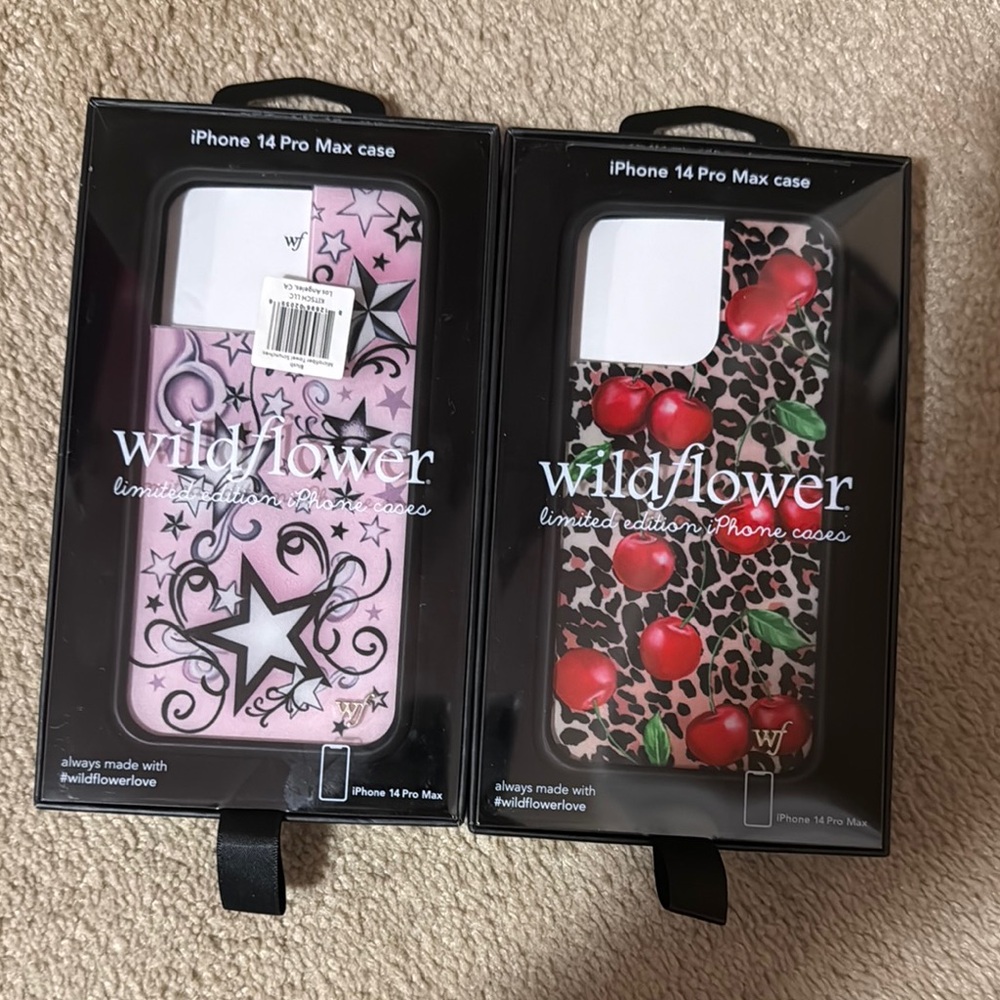 Wildflowers iPhone 14 Pro Max Case - Pink Star and Cherry Leopard